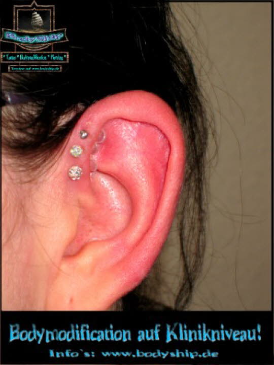 3 x Mal Glitzer Ohr Helix Piercing  - Dozent Ben Lucht -professionell bodymodification und piercen-lernen