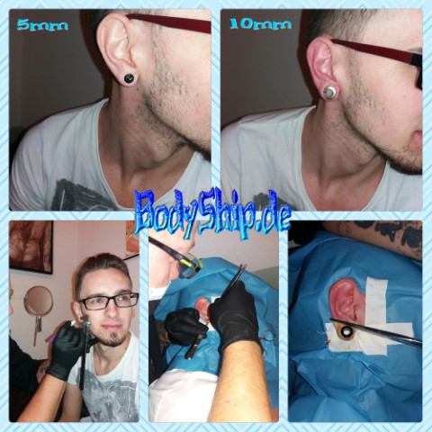 Tunnel Loch größer schneiden oder punchen  - piercen lernen und Piercer werden in der Piercing Ausbildung auf piercen-lernen.de oder piercerfernschule.de I #modsbyben